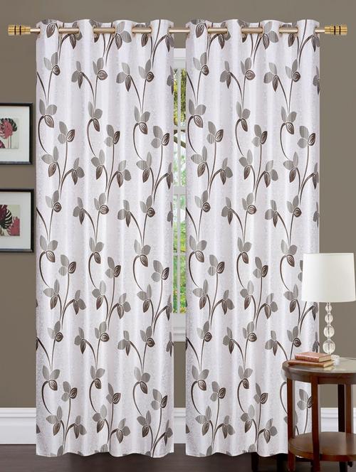 leaves design polyester window curtains-set of 2 - 15080045 - Very Small Image - 1