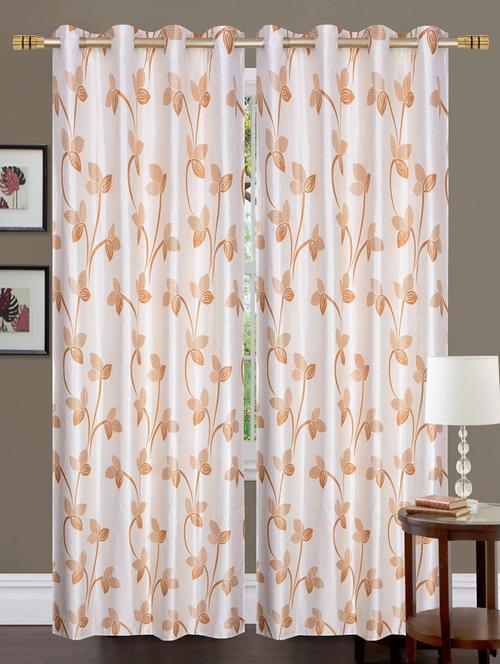 leaves design polyester window curtains-set of 2 - 15080047 - Very Small Image - 1