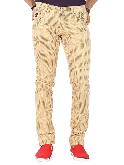 beige cotton blend printed jeans - 15080466 - Very Small Image - 1