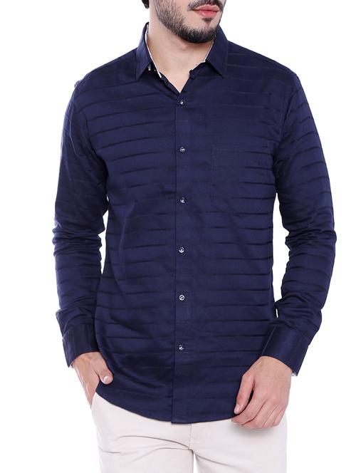 navy blue cotton casual shirt - 15081263 - Very Small Image - 1
