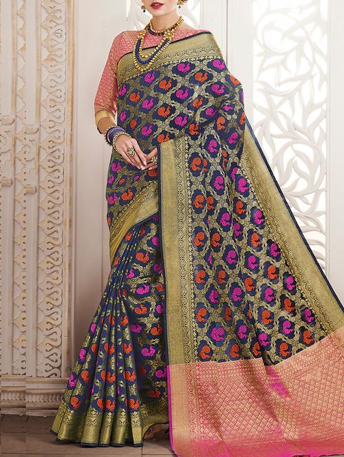 conversational zari patola saree - 15082296 - Very Small Image - 1