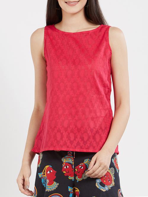 pink solid cotton top - 15082823 - Very Small Image - 1