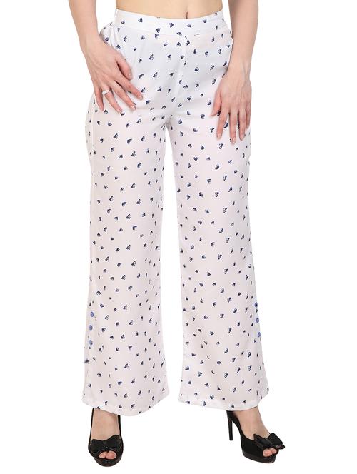white printed crepe palazzo - 15083547 - Very Small Image - 1
