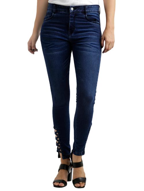 criss-cross detail laser wash jeans - 15085547 - Very Small Image - 1