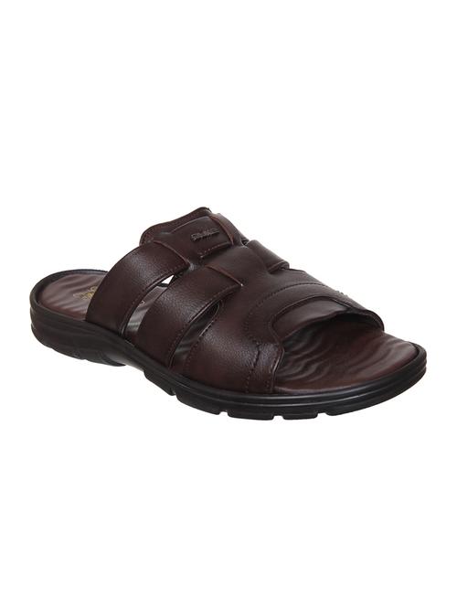 brown leatherette slip on slipper - 15085879 - Very Small Image - 1