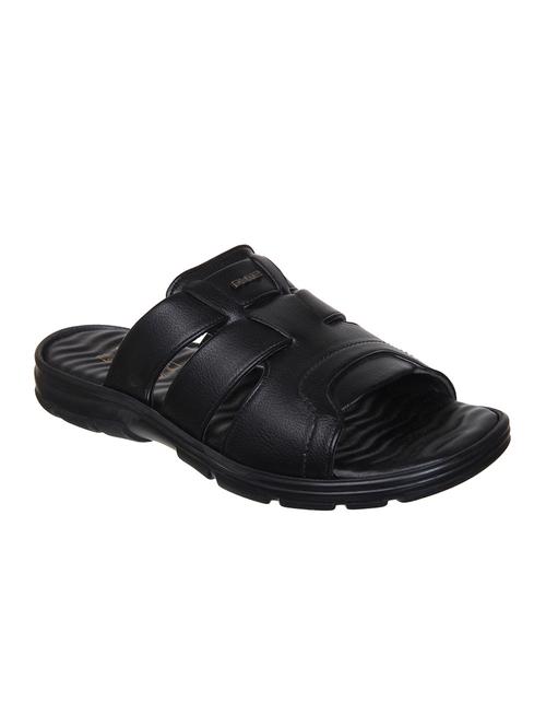 black leatherette slip on slipper - 15085880 - Very Small Image - 1