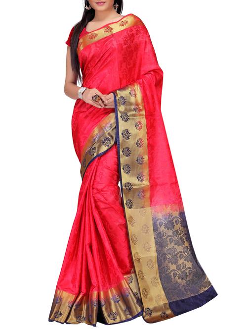 pink silk blend woven saree - 15086083 - Very Small Image - 1