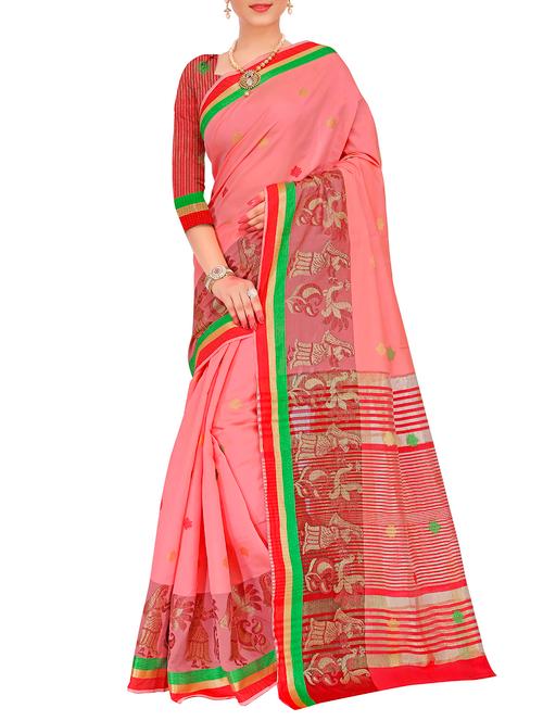 pink silk banarasi saree - 15086218 - Very Small Image - 1
