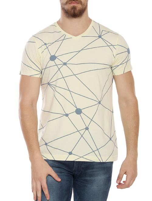 yellow cotton all over print tshirt - 15086372 - Very Small Image - 1