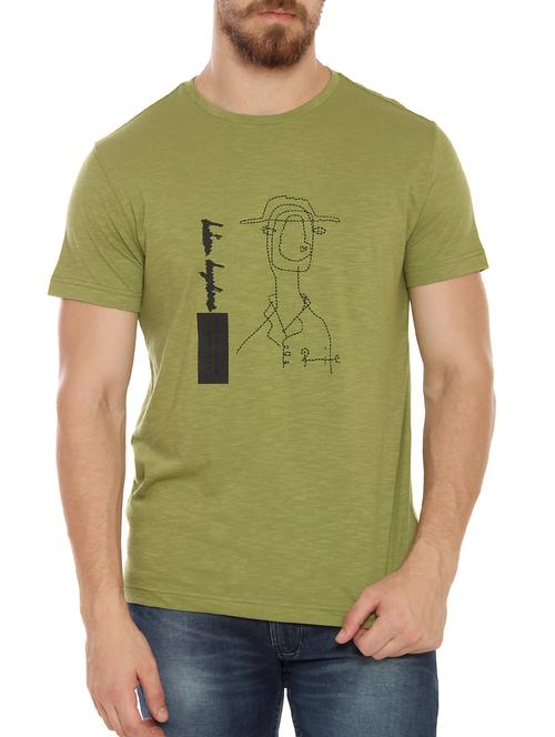 green cotton chest print tshirt - 15086375 - Very Small Image - 1