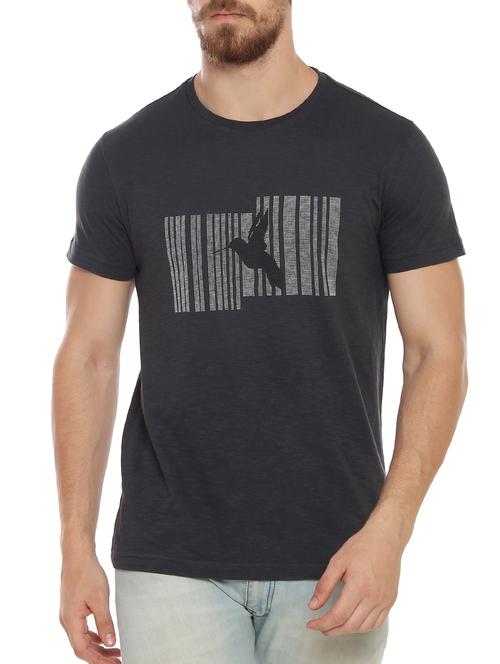 black cotton chest print tshirt - 15086376 - Very Small Image - 1