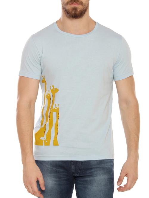 light blue cotton front print tshirt - 15086385 - Very Small Image - 1