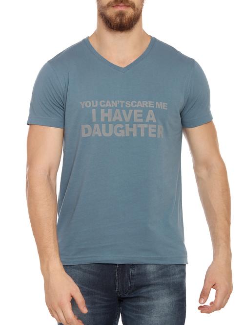 blue cotton chest print tshirt - 15086387 - Very Small Image - 1