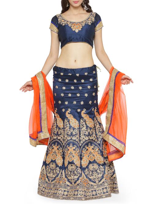 blue fishtail lehenga - 15086397 - Very Small Image - 1