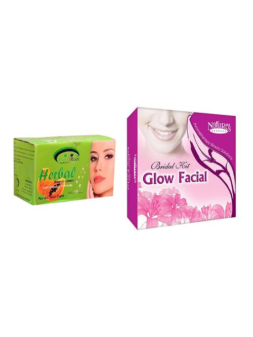 nature's essence bridal kit glow facial 180g + 40ml, pink root herbal bleach 250g - 15087105 - Very Small Image - 1