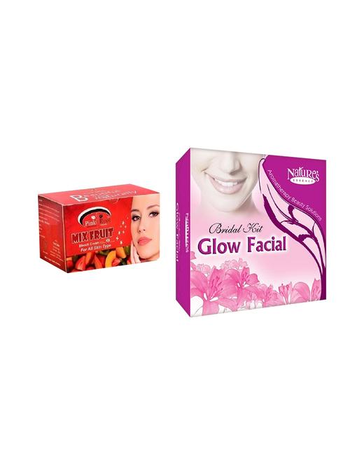 nature's essence bridal kit glow facial 180g + 40ml, pink root mix fruit bleach 250g - 15087107 - Very Small Image - 1