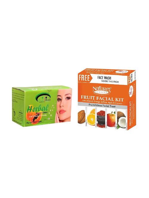 nature's essence fruit facial kit 52g, pink root herbal bleach 250g - 15087132 - Very Small Image - 1