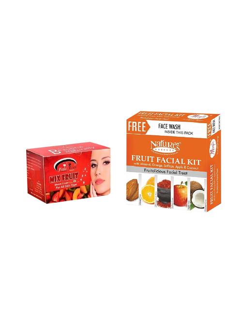 nature's essence fruit facial kit 52g, pink root mix fruit bleach 250g - 15087134 - Very Small Image - 1