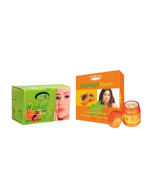 nature's essence papaya facial treatment kit for blemishes &pigmentation 180g, pink root herbal bleach 250g - 15087159 - Very Small Image - 1
