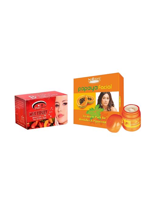 nature's essence papaya facial treatment kit for blemishes &pigmentation 180g, pink root mix fruit bleach 250g - 15087161 - Very Small Image - 1