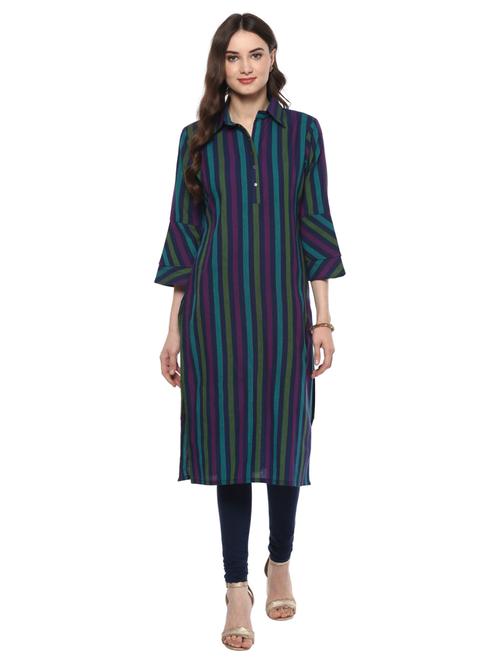 stripes straight kurta - 15087913 - Very Small Image - 1