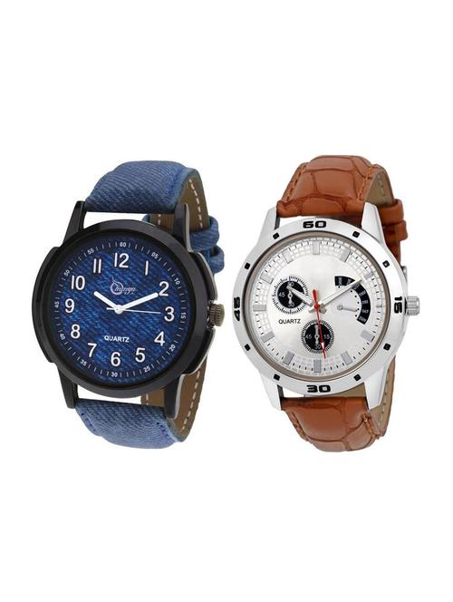 sf102108 round shape dial leather strap watch combo - 15087987 - Very Small Image - 1
