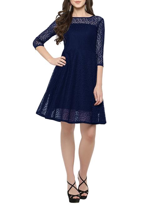 laced panel fit & flare dress - 15088944 - Very Small Image - 1