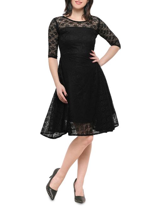 laced panel fit & flare dress - 15088947 - Very Small Image - 1