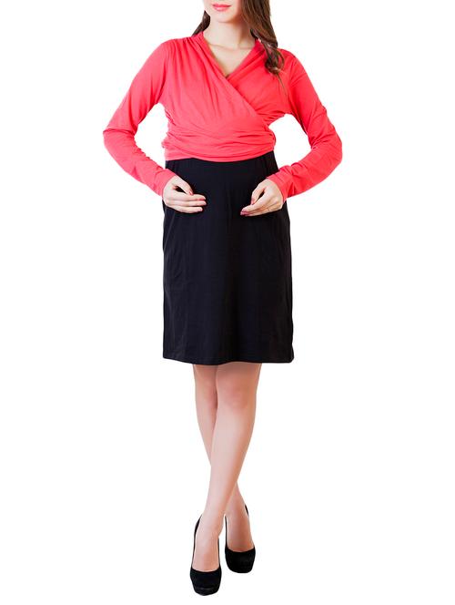 pink cotton maternity wear dress - 15090134 - Very Small Image - 1