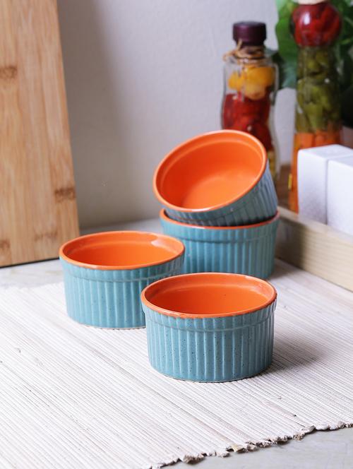 dessert bowls in funky colors- orange and green- set of 4 - 15090752 - Very Small Image - 1