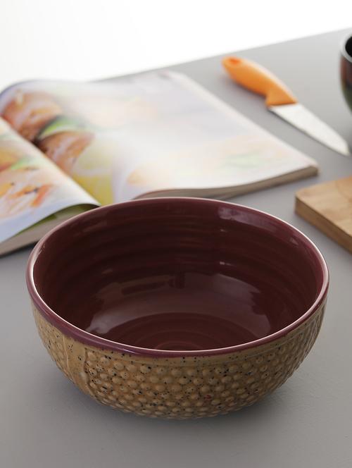 ergonomic crafted nestled serving bowls: brown and burgandy - 15090767 - Very Small Image - 1