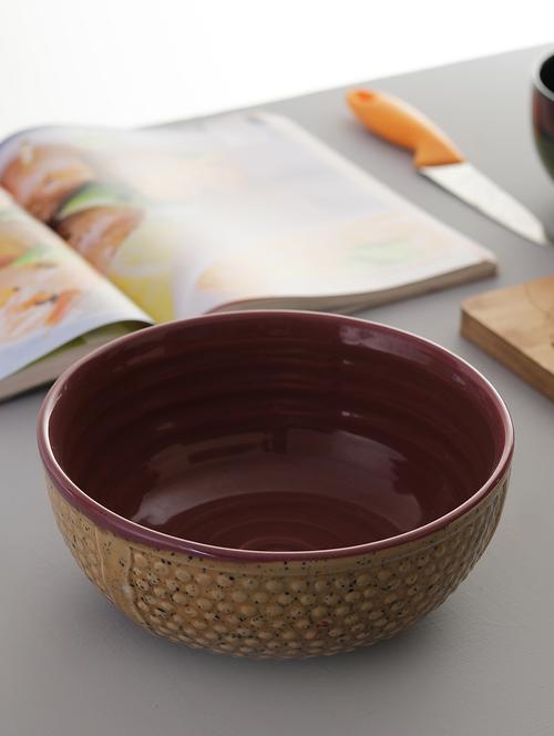 ergonomic crafted nestled serving bowls: brown and burgandy - 15090768 - Very Small Image - 1