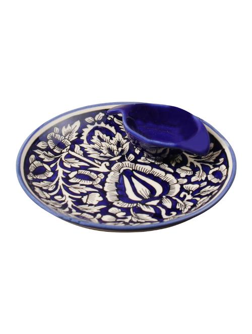 ceramic designer platter with attached bowl, intricate mughal design - 15090781 - Very Small Image - 1