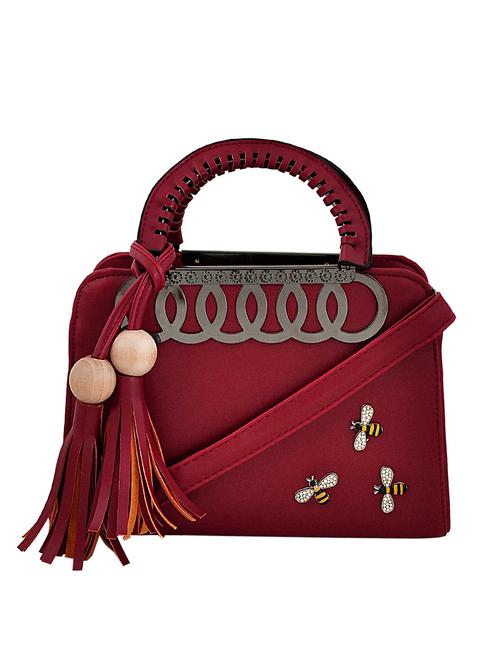 maroon leatherette messenger handbag - 15090813 - Very Small Image - 1