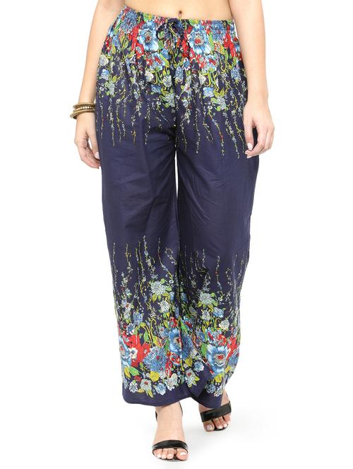 blue printed cotton palazzo - 15090932 - Very Small Image - 1