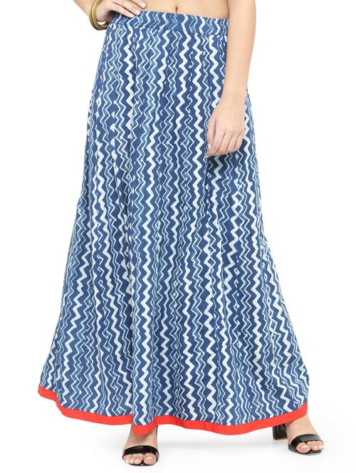 indigo printed a-line skirt - 15090950 - Very Small Image - 1
