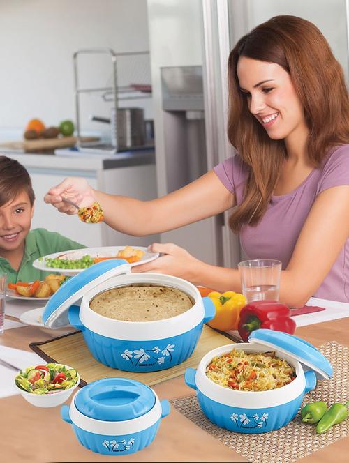 designer food safe serving casserole set of 3 pcs, blue - 15091105 - Very Small Image - 1