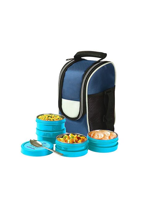 executive 2 in1 steel & polypropylene lunch box set, 8 pieces , blue - 15091114 - Very Small Image - 1