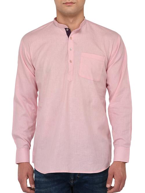pink solid short kurta - 15091795 - Very Small Image - 1