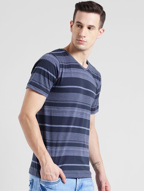 navy blue cotton striped t-shirt - 15092307 - Very Small Image - 1