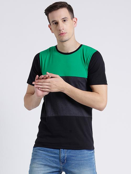 multi colored cotton color block tshirt - 15092318 - Very Small Image - 1