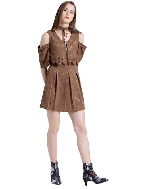 brown solid a-line dress - 15092394 - Very Small Image - 1