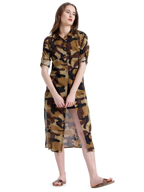 brown printetd cotton shrug - 15092604 - Very Small Image - 1