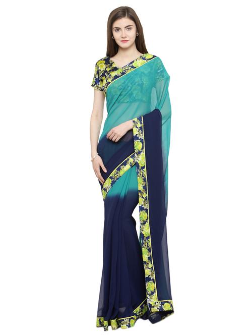 blue georgette saree - 15093266 - Very Small Image - 1