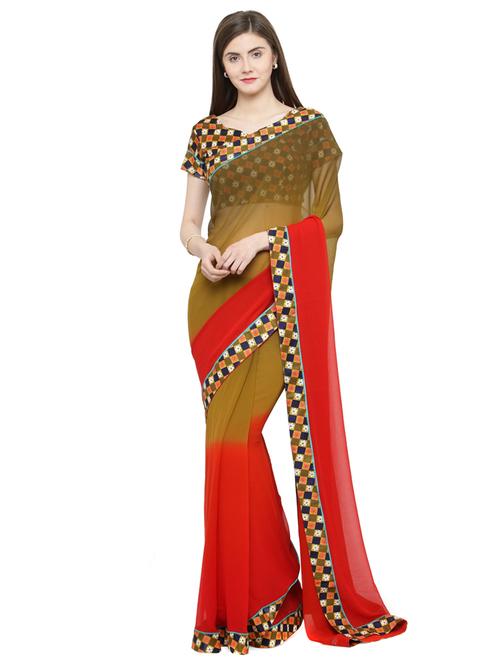 green georgette saree - 15093268 - Very Small Image - 1