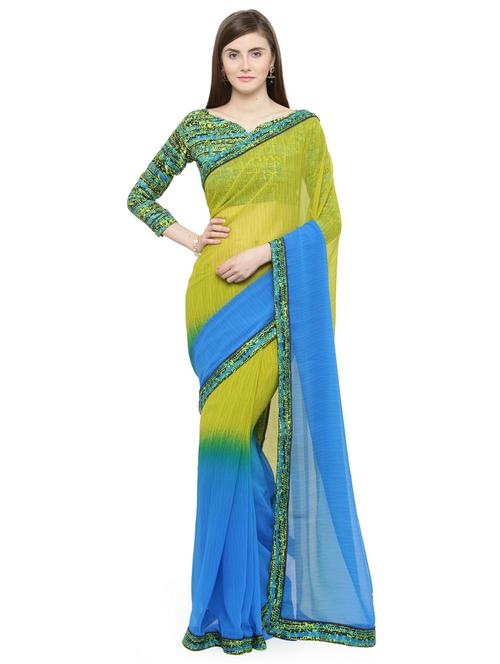 green georgette saree - 15093270 - Very Small Image - 1