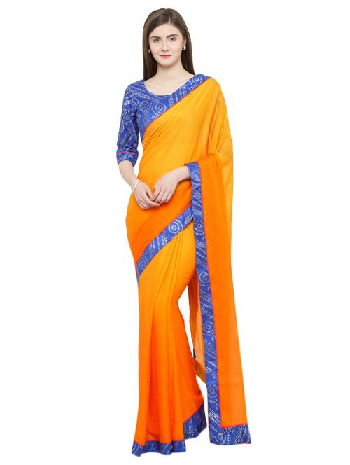 orange georgette bordered saree - 15093272 - Very Small Image - 1
