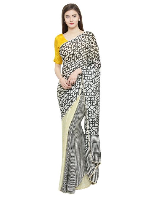 black cotton printed saree - 15093275 - Very Small Image - 1