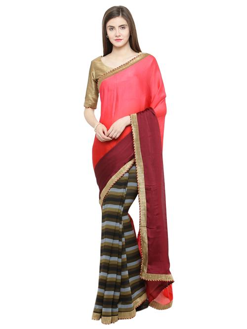 striped half and half saree - 15093288 - Very Small Image - 1