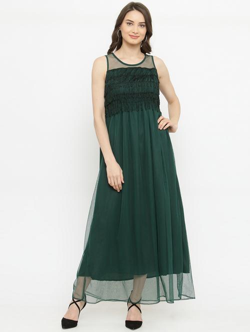 fringed lace detail maxi dress - 15093420 - Very Small Image - 1